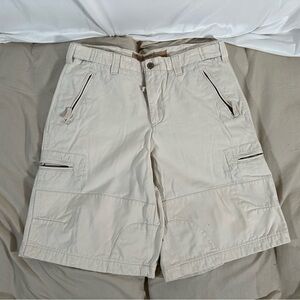 Vintage Express Shorts Men 34 Beige EXP81 Military Zip Y2K Pocket Heavy Cargo